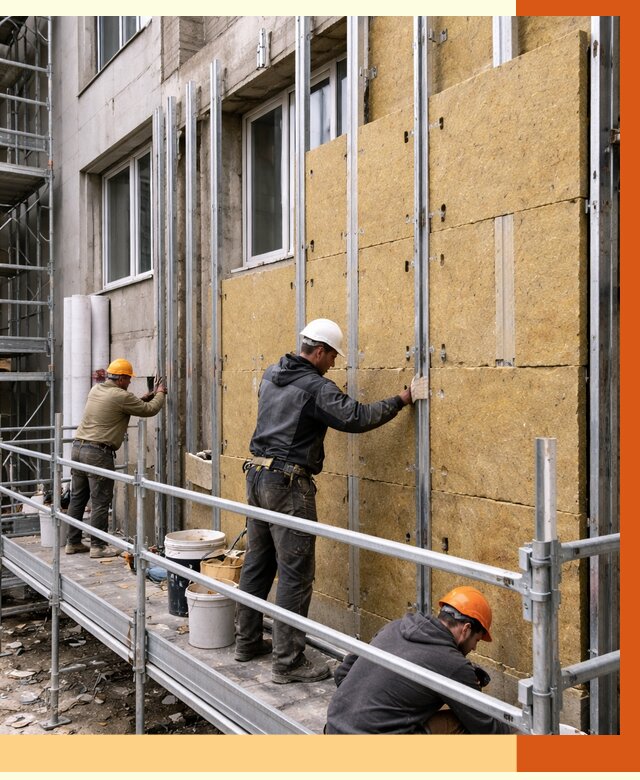 Утепление вентилируемого фасада в Тайшете от 5816 руб/м2 — монтаж и утепление вентфасад | ТепломастерТшт